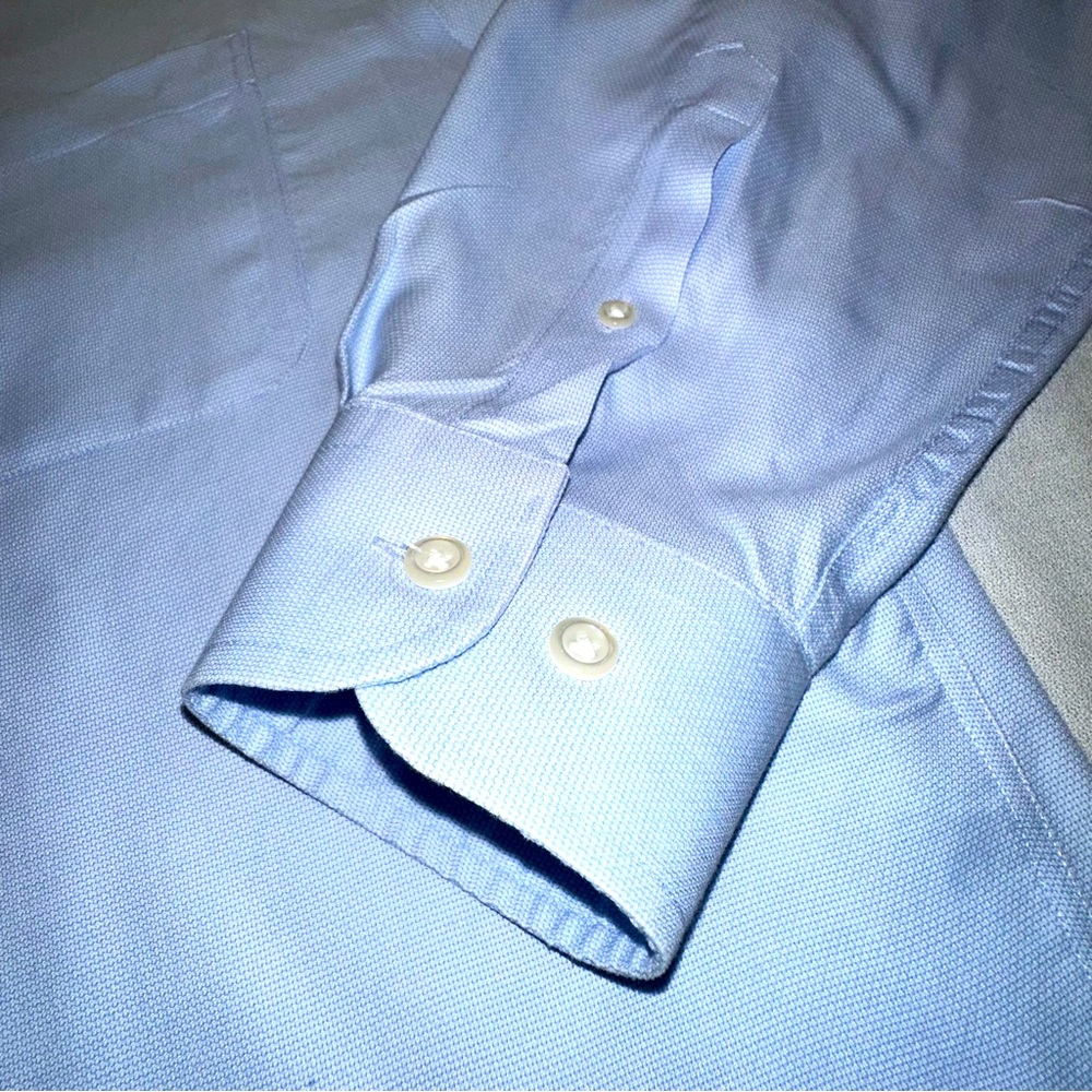 Jos A Bank Reserve Dress Shirt Mens Size 17.5 - 37 SLEEVE Blue Tailored Fit XXL - Picture 4 of 16